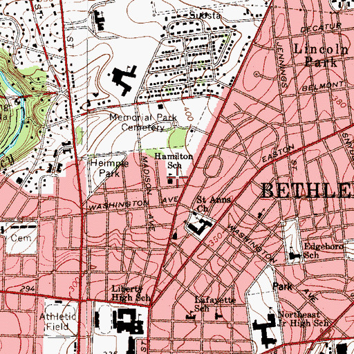 Topographic Map of Hamilton School, PA