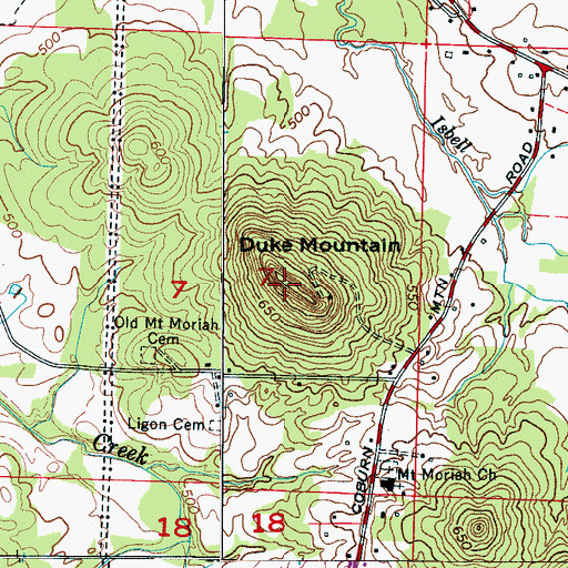 Topographic Map of Duke Mountain, AL