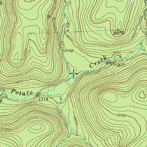 Topographic Map of Hamlin Run, PA