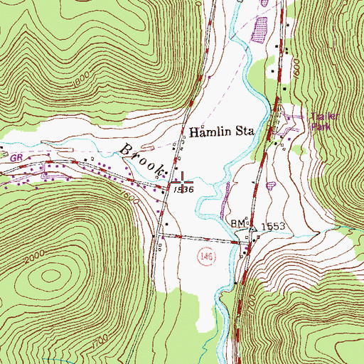 Topographic Map of Hamlin Station, PA