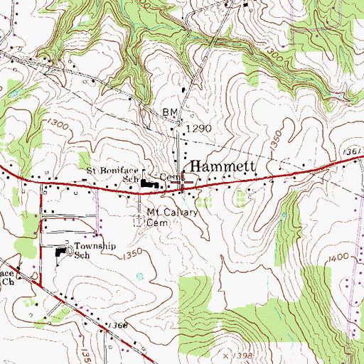 Topographic Map of Hammett, PA