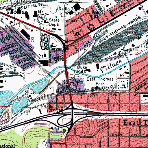 Topographic Map of Duke Park, AL