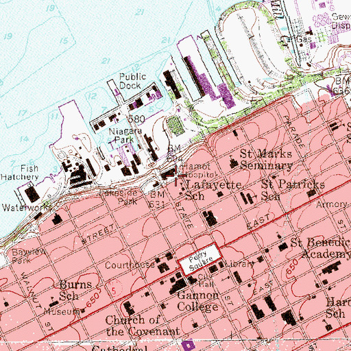 Topographic Map of UPMC Hamot Medical Center, PA