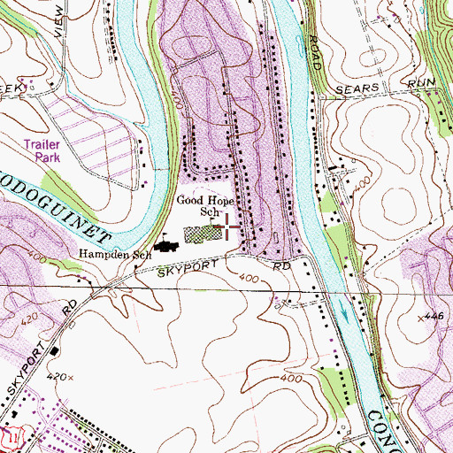 Topographic Map of Hampden School, PA