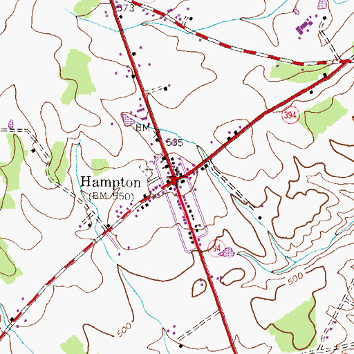Topographic Map of Hampton, PA