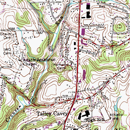 Topographic Map of Hampton Cemetery, PA