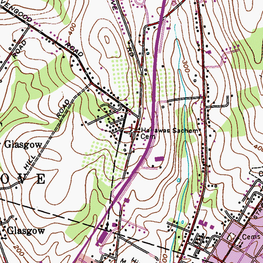 Topographic Map of Hanawas Sachem Cemetery, PA