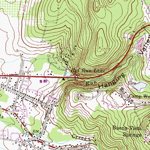 Topographic Map of Hanging Valley, PA