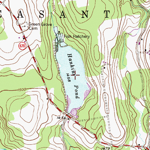 Topographic Map of Hankins Pond, PA