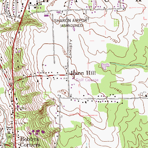 Topographic Map of Hann Hill, PA