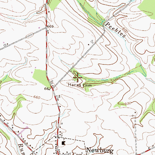 Topographic Map of Hanna Cemetery, PA