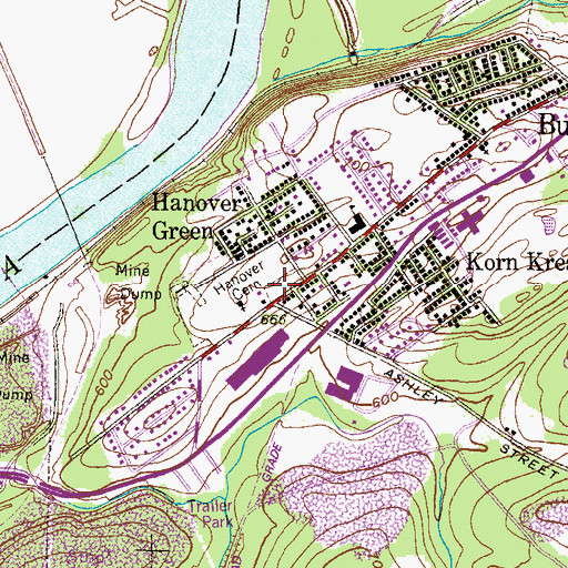 Topographic Map of Hanover Cemetery, PA