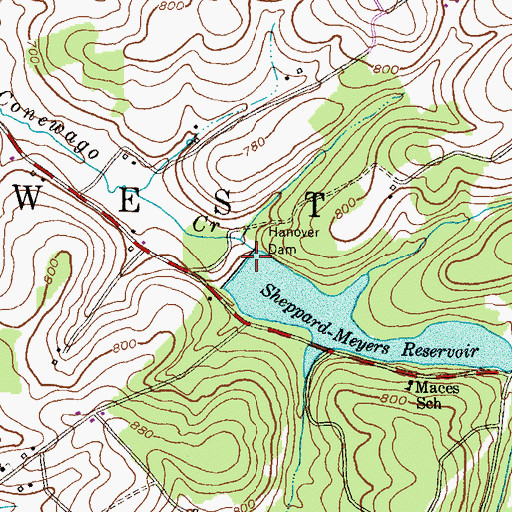 Topographic Map of Hanover Dam, PA