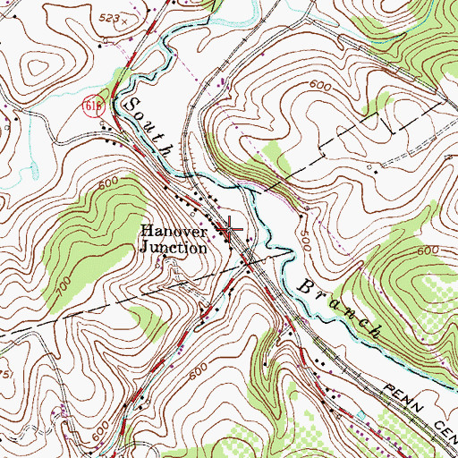 Topographic Map of Hanover Junction, PA