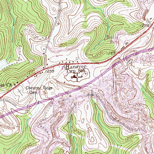 Topographic Map of Hanover Township School, PA