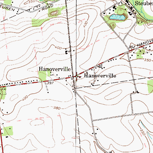 Topographic Map of Hanoverville, PA