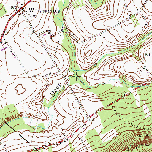 Topographic Map of Hans Yost Creek, PA