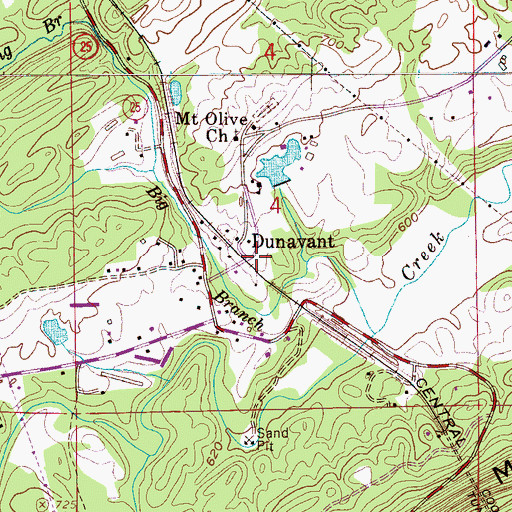 Topographic Map of Dunavant, AL