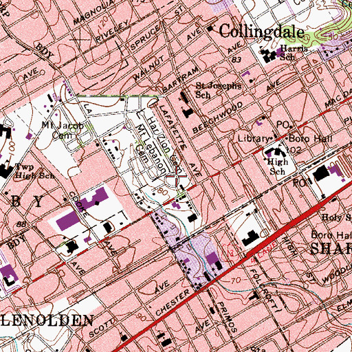 Topographic Map of Har Zion Cemetery, PA