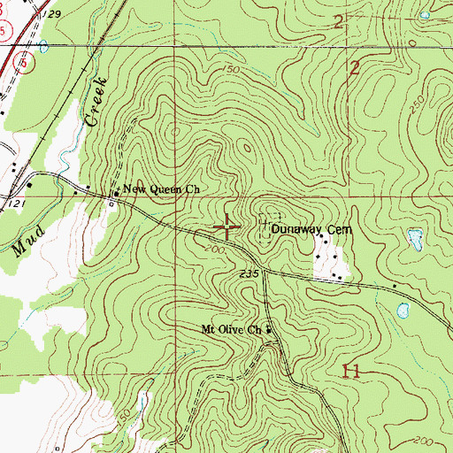 Topographic Map of Dunaway Cemetery, AL
