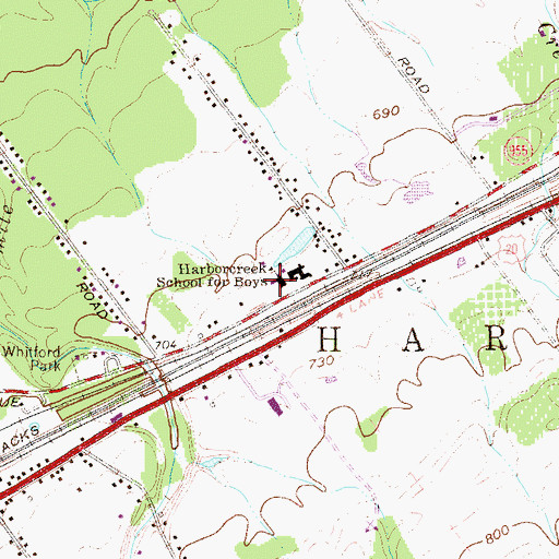 Topographic Map of Harborcreek School for Boys, PA