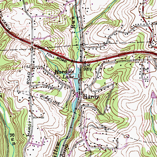 Topographic Map of Hardies Lake, PA