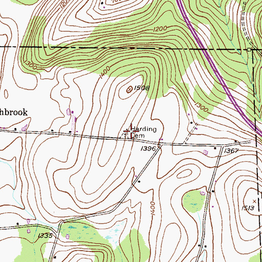 Topographic Map of Harding Cemetery, PA