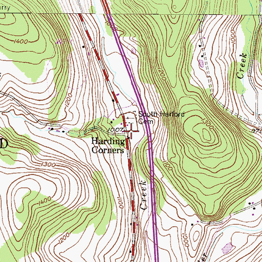 Topographic Map of Harding Corners, PA