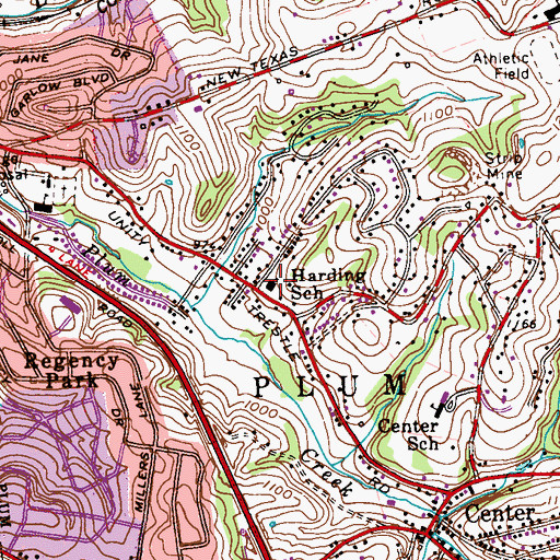 Topographic Map of Harding School, PA