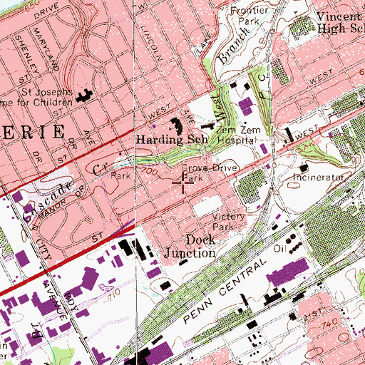 Topographic Map of Harding School, PA