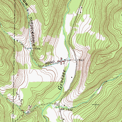 Topographic Map of Hardscrabble Hollow, PA