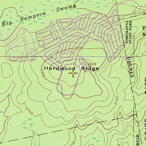 Topographic Map of Hardwood Ridge, PA