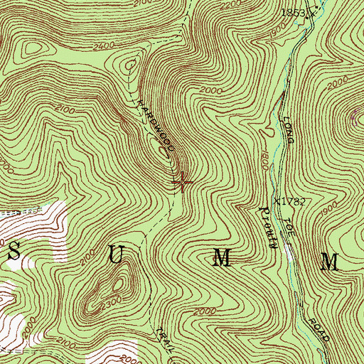 Topographic Map of Hardwood Trail, PA