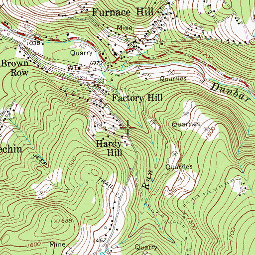 Topographic Map of Hardy Hill, PA