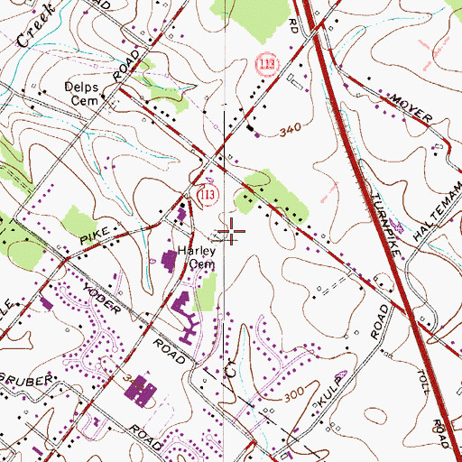 Topographic Map of Harley Cemetery, PA