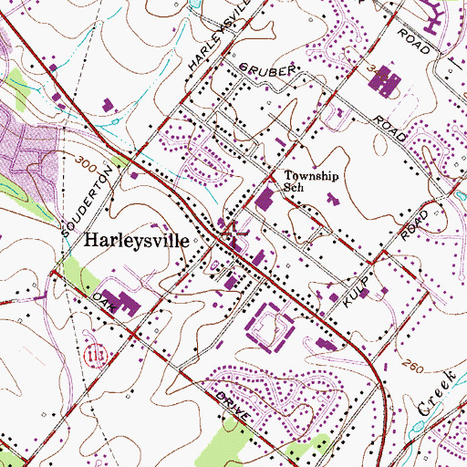 Topographic Map of Harleysville, PA