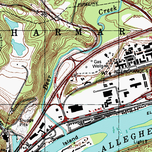 Topographic Map of Harmarville Church, PA