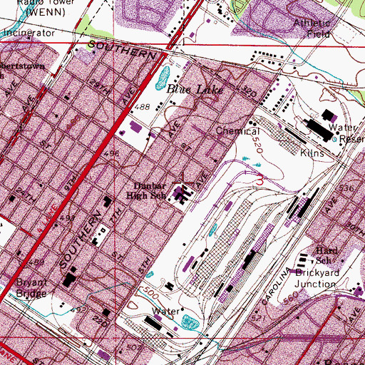 Topographic Map of Dunbar High School, AL