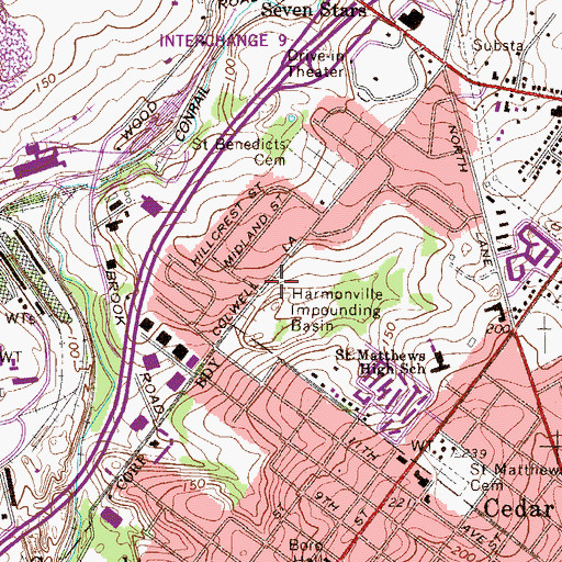 Topographic Map of Harmonville Impounding Basin, PA