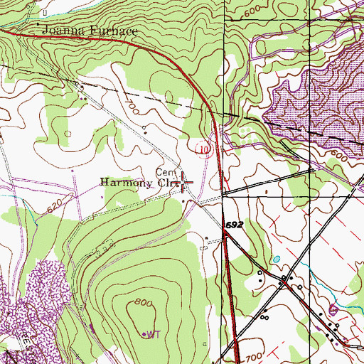 Topographic Map of Harmony Church, PA