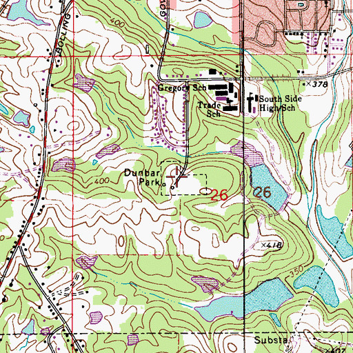 Topographic Map of Dunbar Park, AL