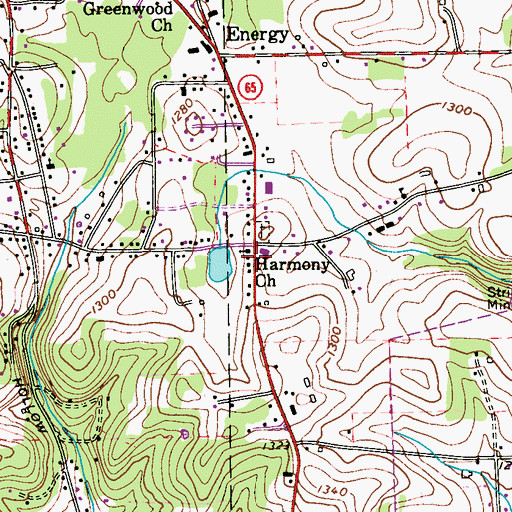 Topographic Map of Harmony Church, PA