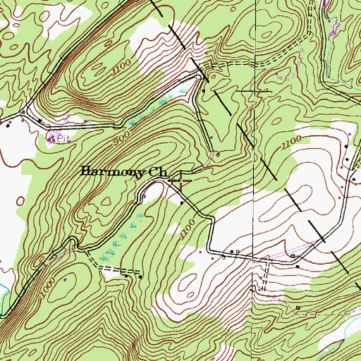 Topographic Map of Harmony Church, PA