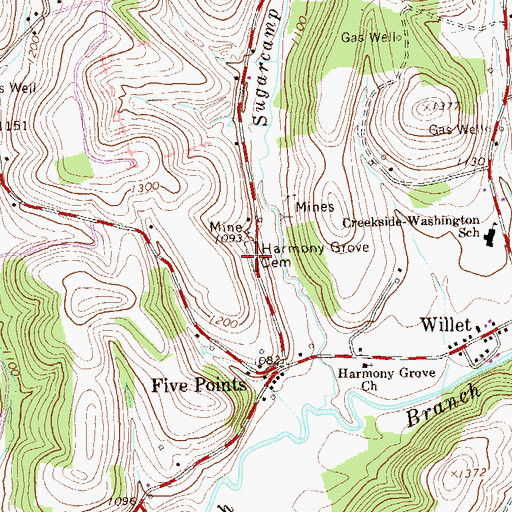 Topographic Map of Harmony Grove Cemetery, PA