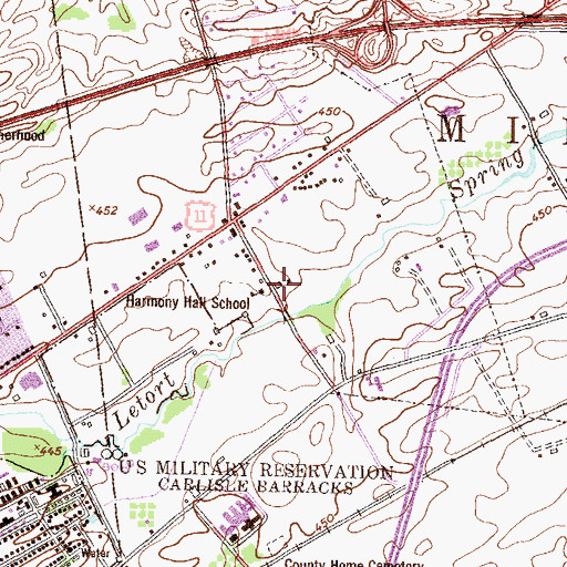 Topographic Map of Harmony Hall School, PA