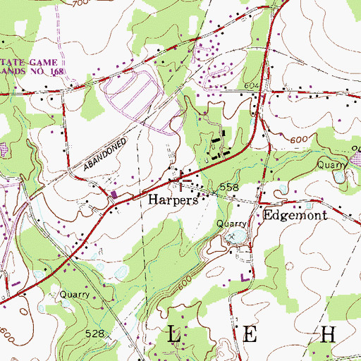 Topographic Map of Harpers, PA