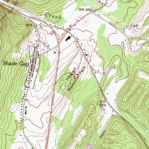 Topographic Map of Harpers Memorial Park, PA