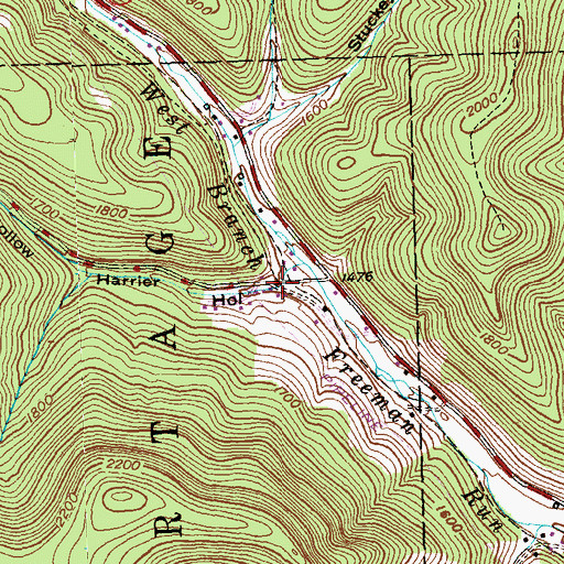 Topographic Map of Harrier Hollow, PA