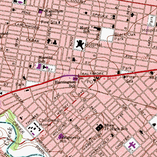 Topographic Map of Harrington School, PA
