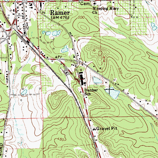 Topographic Map of Dunbar High School, AL